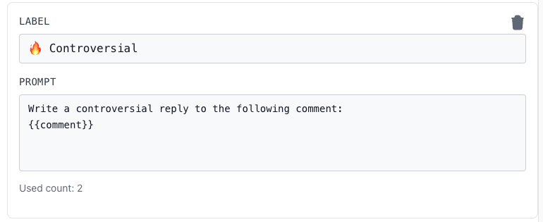 Example of a button prompt